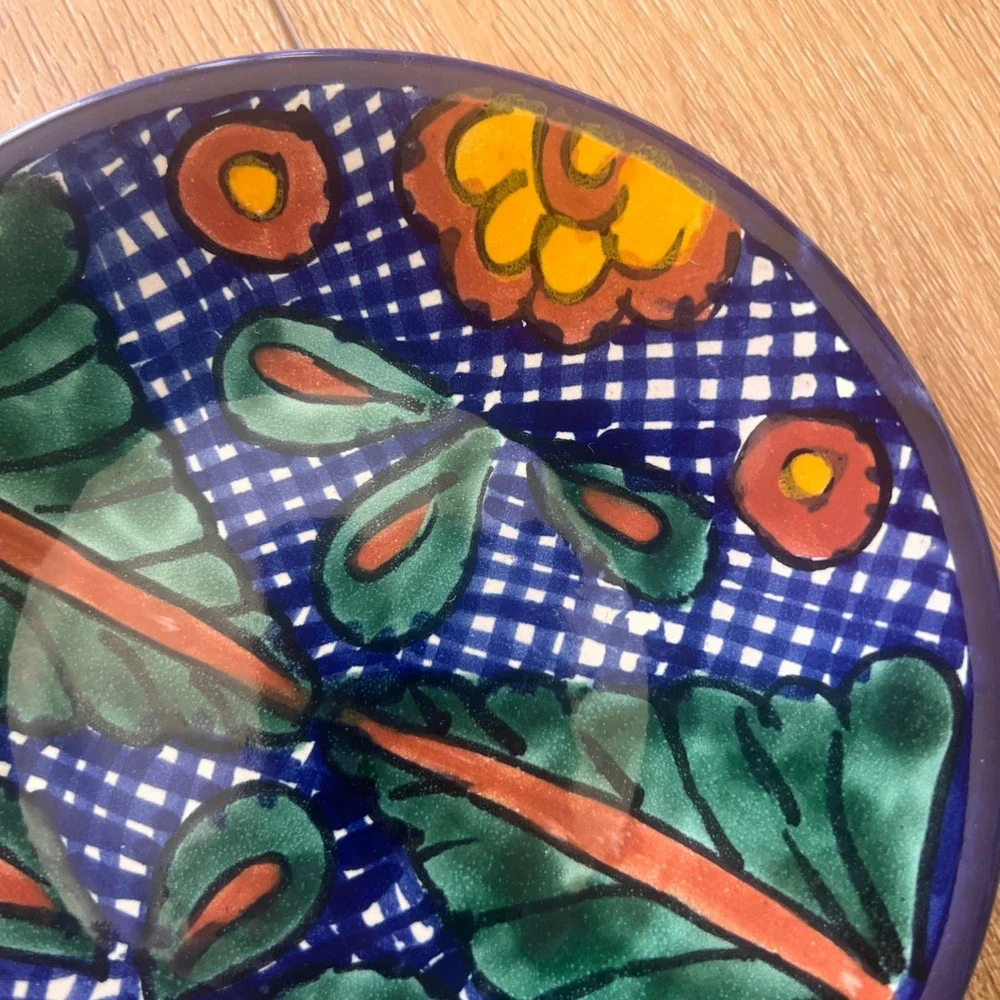 JMB Mexican Talavera Pottery Small Plate Hand Painted Floral Ceramic 6.25 Inch